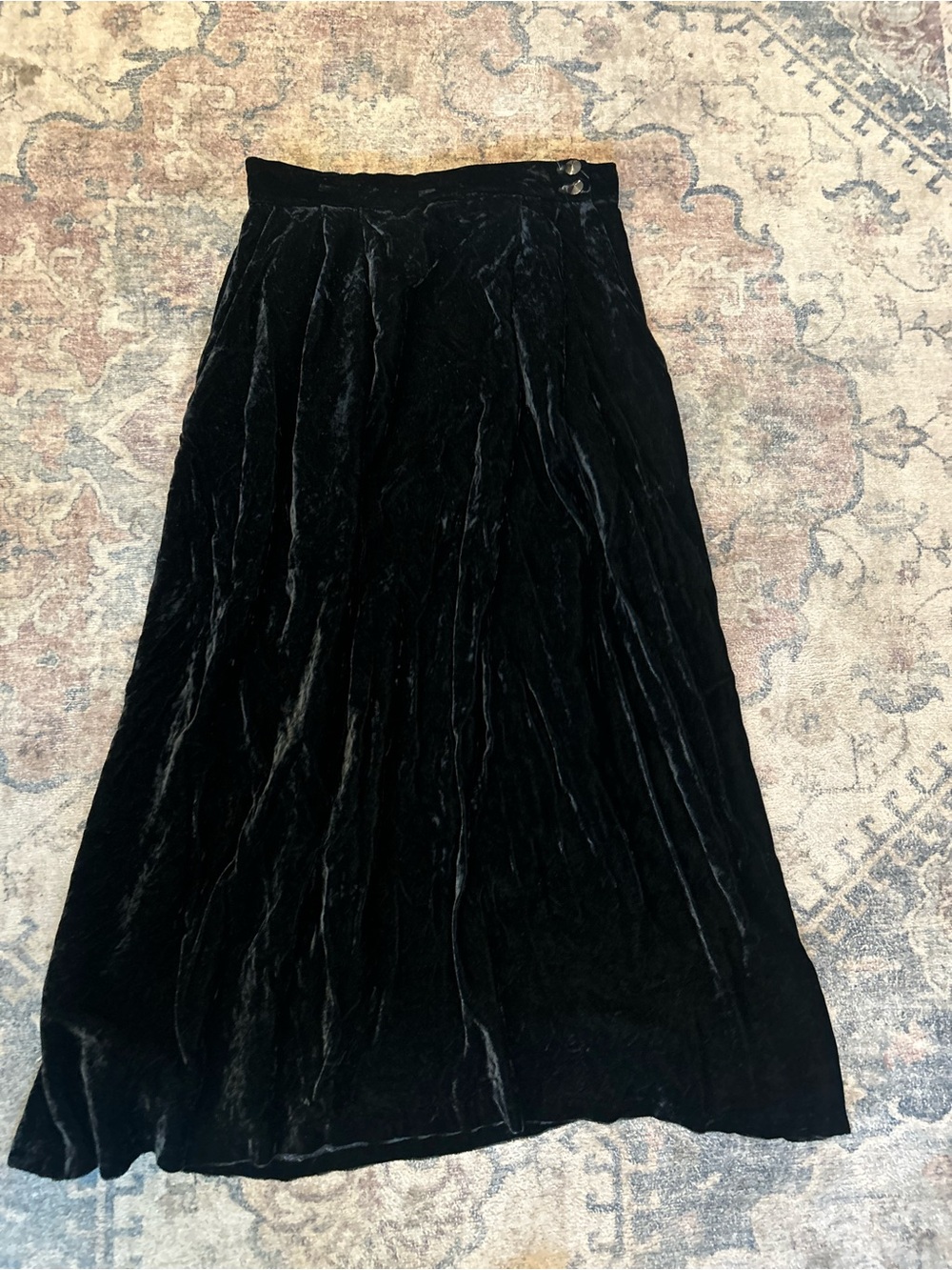 Vintage Christian Dior Separates 1980 crushed velvet midi skirt 12 - Picture 3 of 5